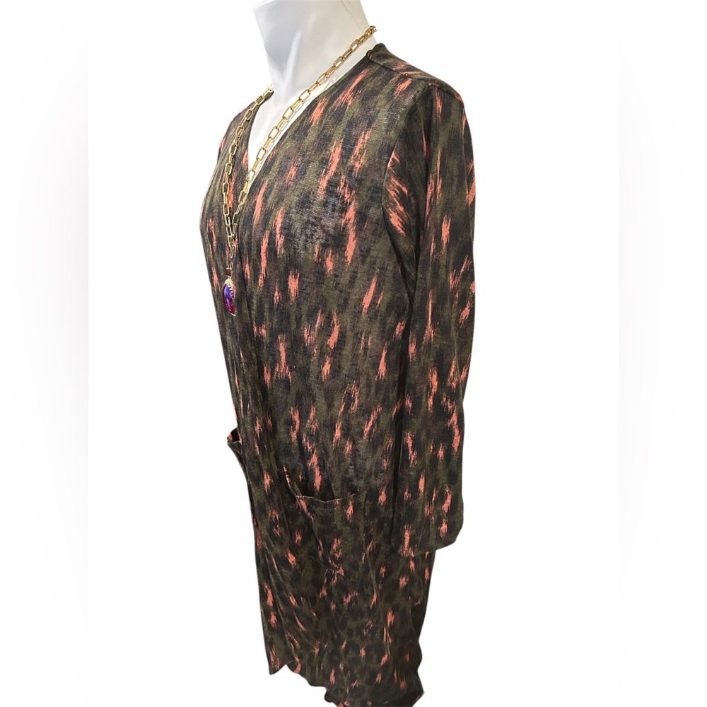 G by Giuliana Black and Coral Long Knit Robe - Picture 2 of 6